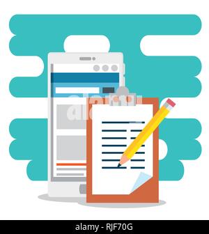 business check list and smartphone website Stock Vector