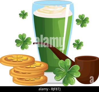 beer jar with coins and pipe wooden Stock Vector