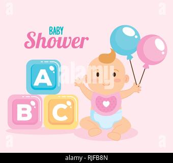 little baby shower card Stock Vector