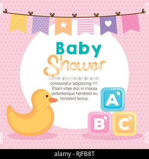 baby shower card with set items Stock Vector