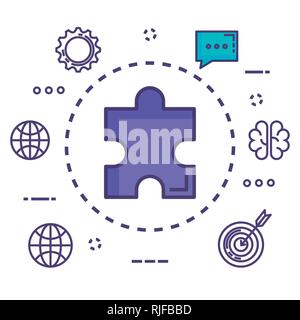 puzzle piece with innovation icons Stock Vector