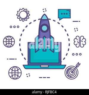 laptop with innovation icons Stock Vector