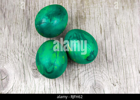 top view dyed eastern eggs Stock Photo