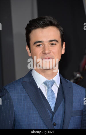 Los Angeles, USA. 05th Feb, 2019. Keean Johnson at the premiere for 'Alita: Battle Angel' at the Regency Village Theatre, Westwood. Picture Credit: Paul Smith/Alamy Live News Stock Photo