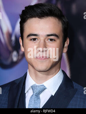 WESTWOOD, LOS ANGELES, CA, USA - FEBRUARY 05: Actor Keean Johnson arrives at the Los Angeles Premiere Of 20th Century Fox's 'Alita: Battle Angel' held at the Regency Village Theatre on February 5, 2019 in Westwood, Los Angeles, California, United States. (Photo by Xavier Collin/Image Press Agency) Stock Photo