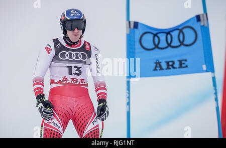 Are, Sweden. 06th Feb, 2019. Ski alpin, World Championship, Super G, Men: Matthias Mayer from Austria after a goal mistake on the race track. Credit: Michael Kappeler/dpa/Alamy Live News Stock Photo