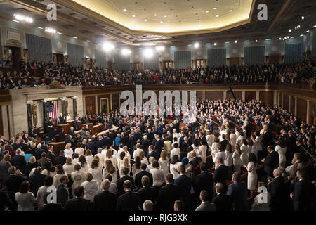 February 5, 2019 - Washington, District of Columbia, United States - Chamber of the House of Representatives as President DONALD TRUMP delivers the State of the Union address, February 5, 2019 (Credit Image: © Douglas Christian/ZUMA Wire) Stock Photo
