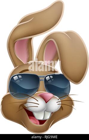 Cool Easter Bunny Rabbit in Shades Cartoon Stock Vector