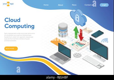 Cloud Computing Technology Isometric Stock Vector