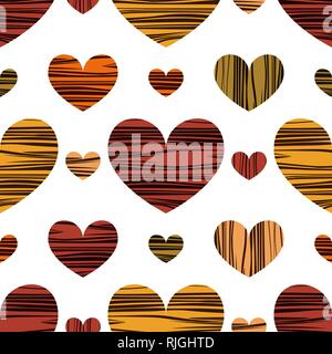 Hearts with stripes. Seamless pattern background. Vector illustration. Design for textiles Stock Vector