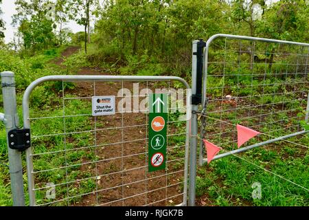 Shut the gate mate sign on a gate, Scenes from a walk at Elliot Springs ...