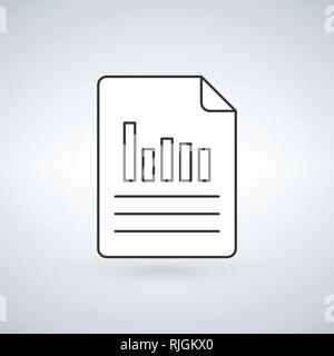 Linear chart document filled outline icon, line vector sign, linear bicolor pictogram isolated on white. Report document symbol. vector illustration Stock Vector