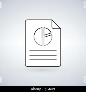 Pie linear chart document icon, line vector sign, linear bicolor pictogram isolated on white. Report document symbol,vector illustration Stock Vector