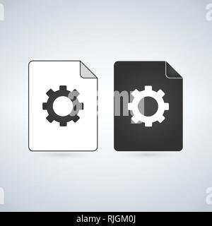 Document file vector icon with gear. settings concept. flat sign for mobile concept and web design. Paper doc simple solid icon. Symbol, logo illustra Stock Vector