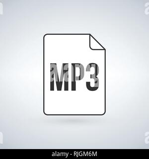 MP3 icon, labeled MP3 music audio format file type icon, Vector illustration isolated on white background Stock Vector
