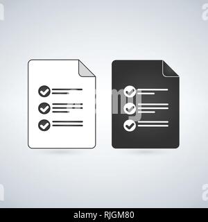 Text Document file vector icon with notes and checkmark. flat sign for mobile concept and web design. Paper doc simple solid icon. Symbol, logo illust Stock Vector