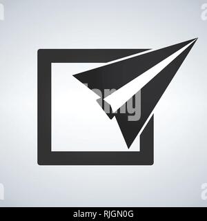 Vector image of a plane and box as simbol of the airmail, subscribe concept or delivery. vector illustration isolated on white background Stock Vector