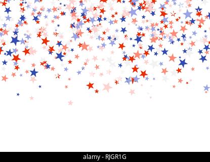 Presidents' Day in USA. Red, blue and white stars falling from the sky. American patriotic banner. Vector illustration Stock Vector