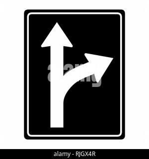 The illustration of a bifurcation traffic sign Stock Vector