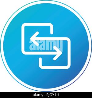 black direction arrows for transfer, sync, migration data in circle. traffic bridge or exchange conept. linear logotype graphic art design isolated on Stock Vector