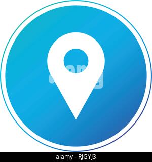 location GPS map pin icon in blue circle. map pointer symbol. map pin sign. compass location icon. Vector illustration isolated on white Stock Vector