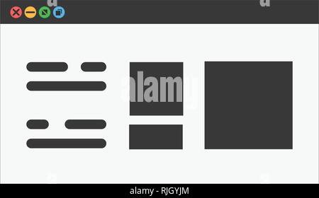 Web Content View, system window woth web layout, widgets, modules and blocks. Vector illustration isolated on white Stock Vector