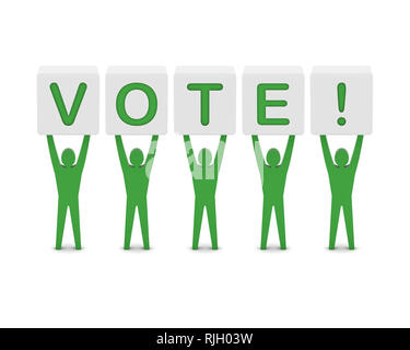 Men holding the word vote. Concept 3D illustration. Stock Photo