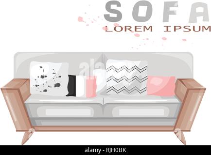 Modern sofa isolated Vector. Furniture icon design. Sale decorations. Stock Vector