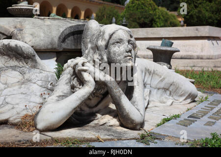 Tomb angel, grave angel, Campo Verano, Cimitero del Verano, a cemetery in Tiburtino, Rome, Italy Stock Photo