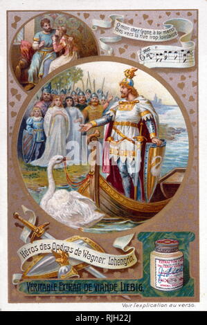 Leibig card depicting the opera Lohengrin, by the German 19th century composer, Richard Wagner Stock Photo