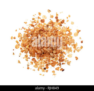 Pile of granola isolated on white background, top view Stock Photo