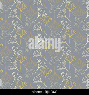 Floral elements vector pattern in a gold, gray and yellow color palette Stock Vector