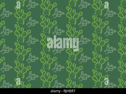 Cactus vector pattern in a green color palette Stock Vector