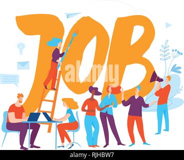 Vector job cocept illustration with people. Job poster Stock Vector