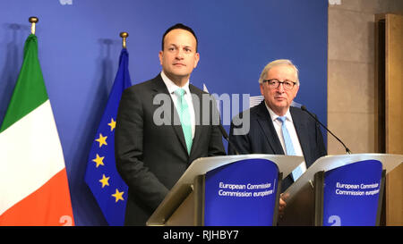 Taoiseach Leo Varadkar (left) and EU Commission President Jean-Claude Juncker discussing no-deal Brexit plans at the European Commission in Brussels on Wednesday. Stock Photo