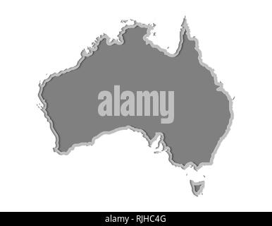Australia map paper cut vector illustration, country isolated on a white background. Stock Vector