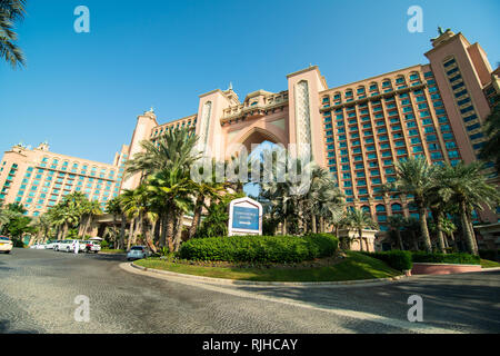 DUBAI, UAE - October 2018: Atlantis hotel in Dubai, UAE. Atlantis the Palm is luxury 5 star hotel built on an artificial island Stock Photo