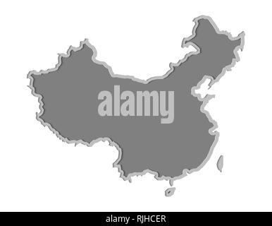 China map paper cut vector illustration, country isolated on a white background. Stock Vector