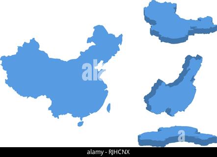 China isometric map vector illustration, country isolated on a white background. Stock Vector