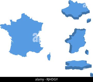 France isometric map vector illustration, country isolated on a white background. Stock Vector