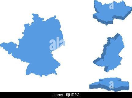 Grmany isometric map vector illustration, country isolated on a white background. Stock Vector