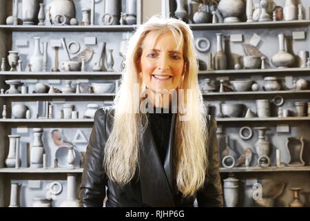 Artist PJ Crook at her home and studio in Bishop's Cleeve Stock Photo