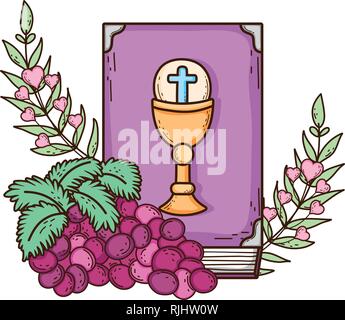 holy bible book with grapes fruits Stock Vector