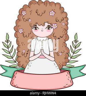 little girl in first communion celebration Stock Vector