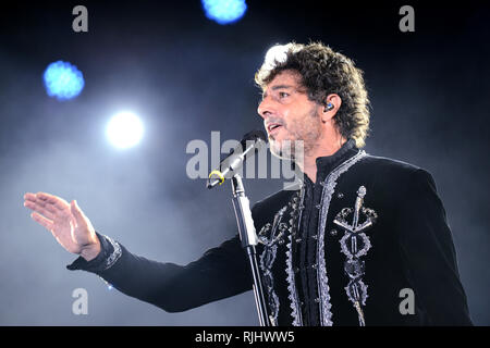 ROME - 5 August, 2018: Max Gazzè performs at “Terme di Caracalla” in Rome, with his show “Alchemaya” Stock Photo