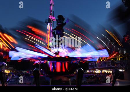 Fun fair in Gloucester Park, Gloucester, England, UK. The event is held annually in the city. August 2018 Stock Photo