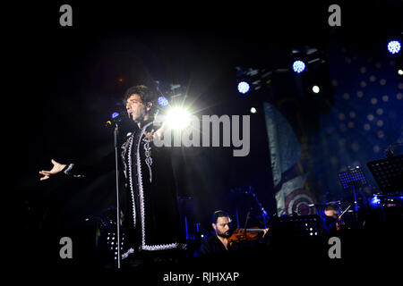 ROME - 5 August, 2018: Max Gazzè performs at “Terme di Caracalla” in Rome, with his show “Alchemaya” Stock Photo