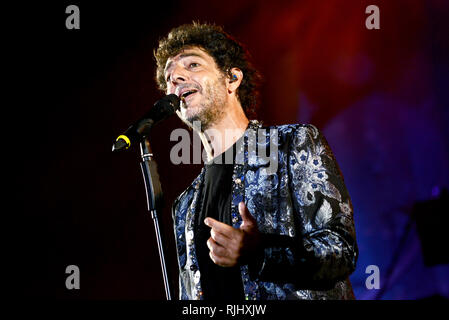 ROME - 5 August, 2018: Max Gazzè performs at “Terme di Caracalla” in Rome, with his show “Alchemaya” Stock Photo