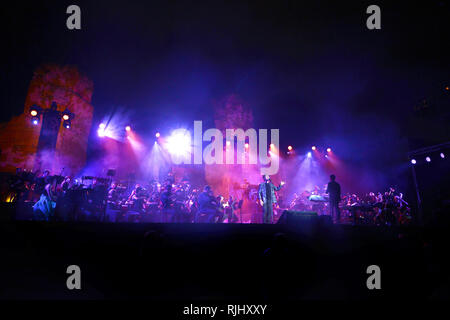 ROME - 5 August, 2018: Max Gazzè performs at “Terme di Caracalla” in Rome, with his show “Alchemaya” Stock Photo