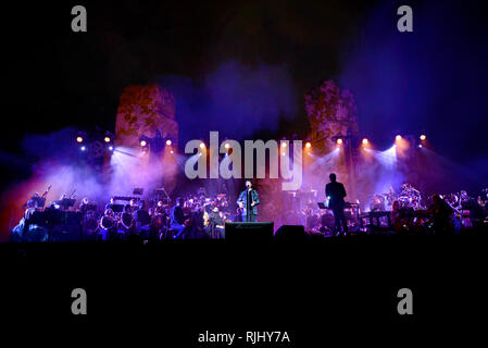 ROME - 5 August, 2018: Max Gazzè performs at “Terme di Caracalla” in Rome, with his show “Alchemaya” Stock Photo